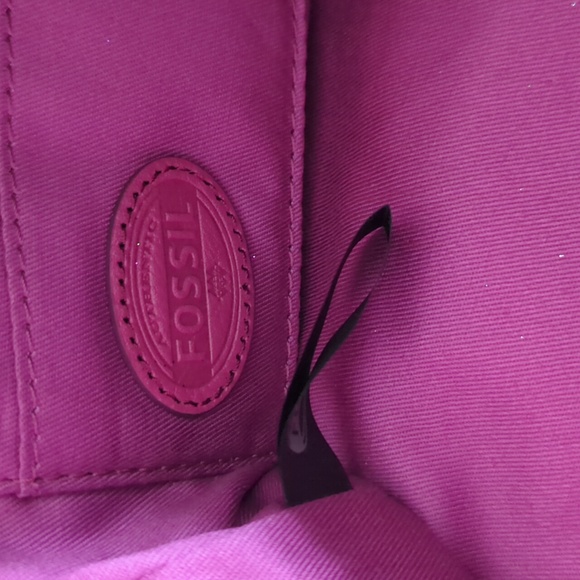 Fossil Rare Raspberry Pink Leather Sydney Satchel Bag - Picture 9 of 10